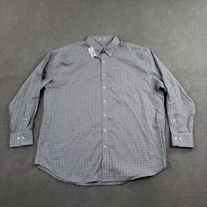Peter Millar Shirt Mens 2XL Beige Black Plaid Long Sleeve Nanoluxe Regular Fit